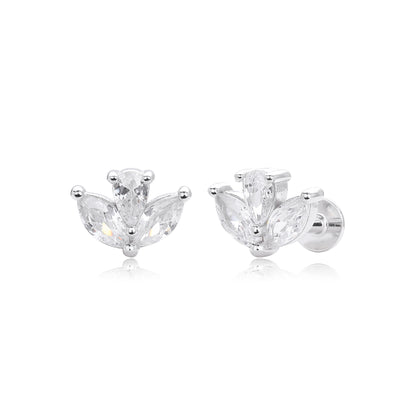 S925 Sterling Silver Inlaid Zirconium Piercing Ear Stud Nose Stud